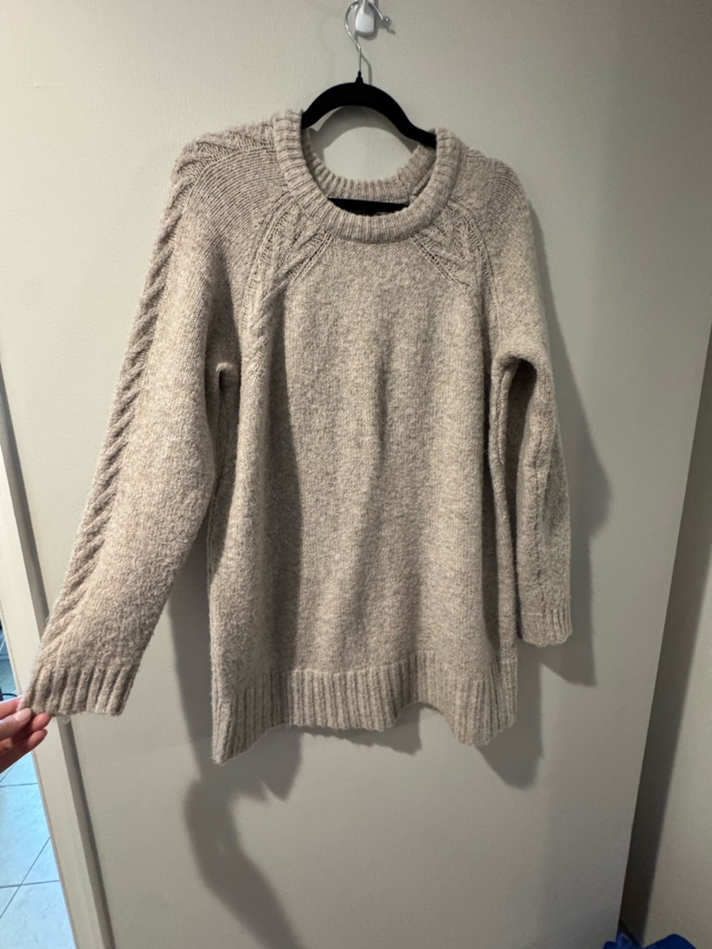 torrid Oatmeal Cable-Accent Crewneck Sweater